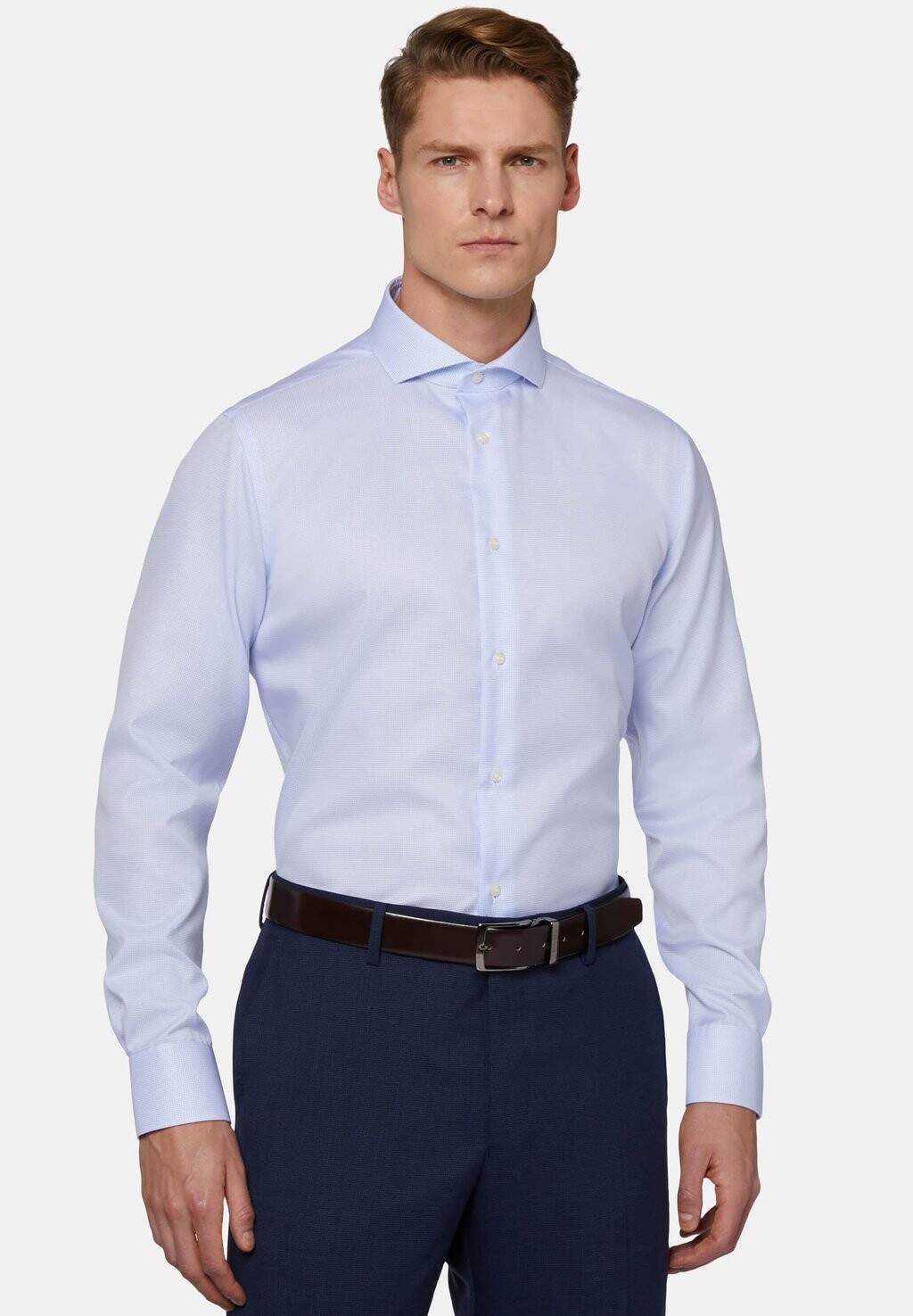 

Классическая рубашка Regular Fit Checked Boggi Milano, цвет light blue