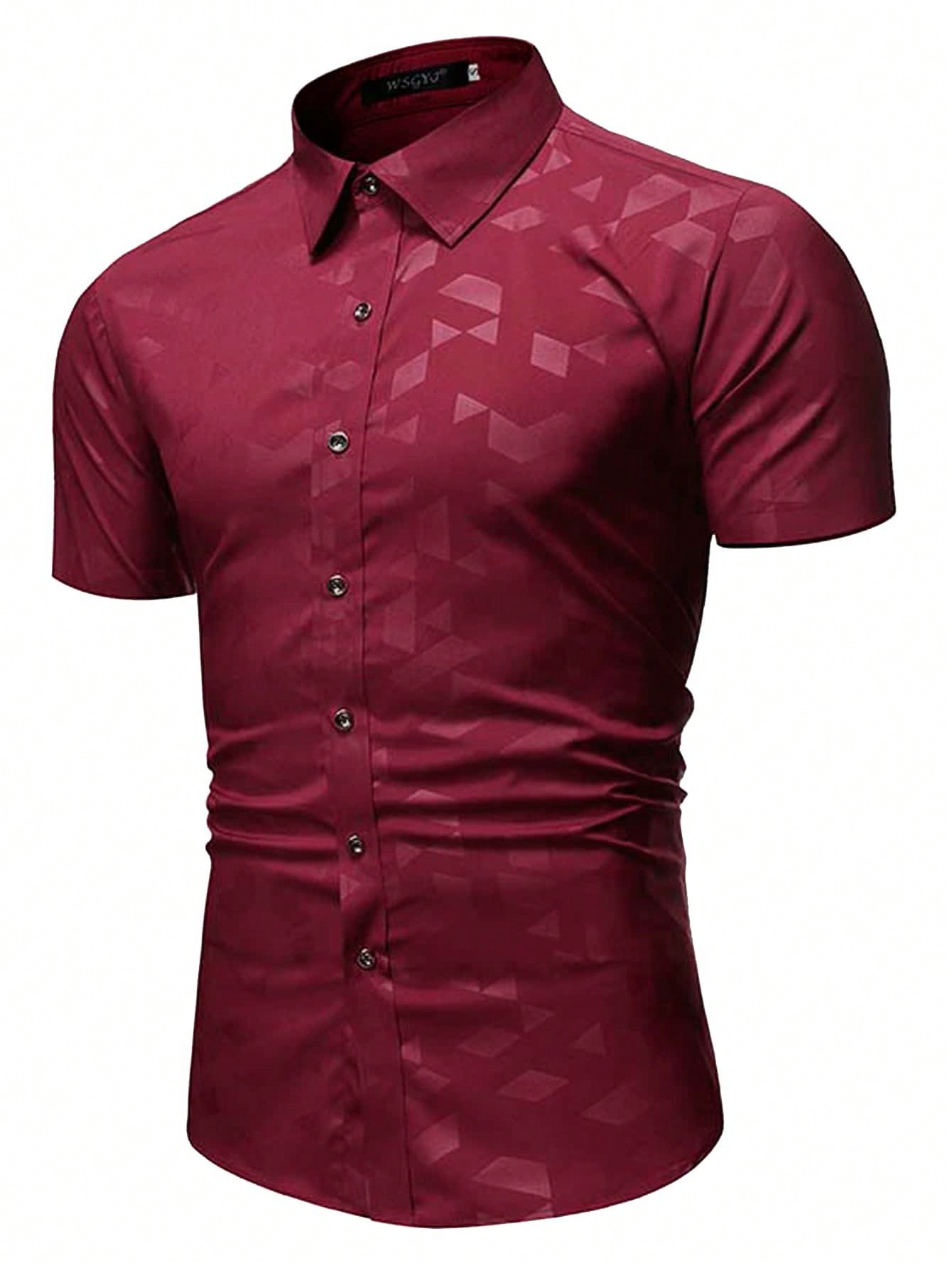 цена Мужская рубашка с коротким рукавом с геометрическим принтом, красный