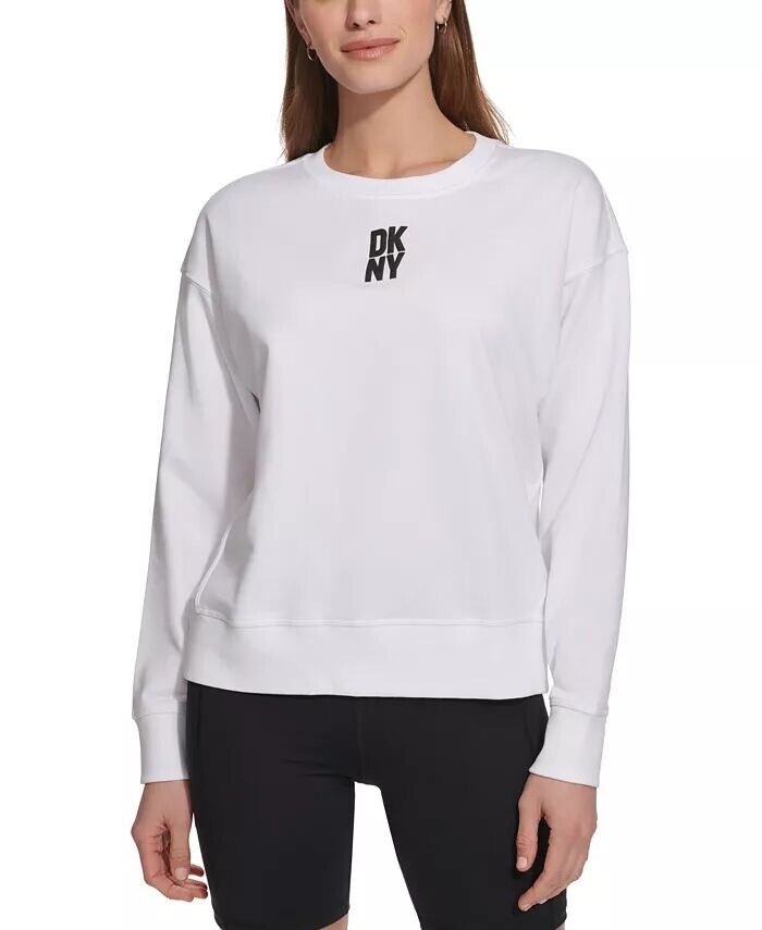 

Женская толстовка с длинными рукавами и объемным логотипом DKNY, белый