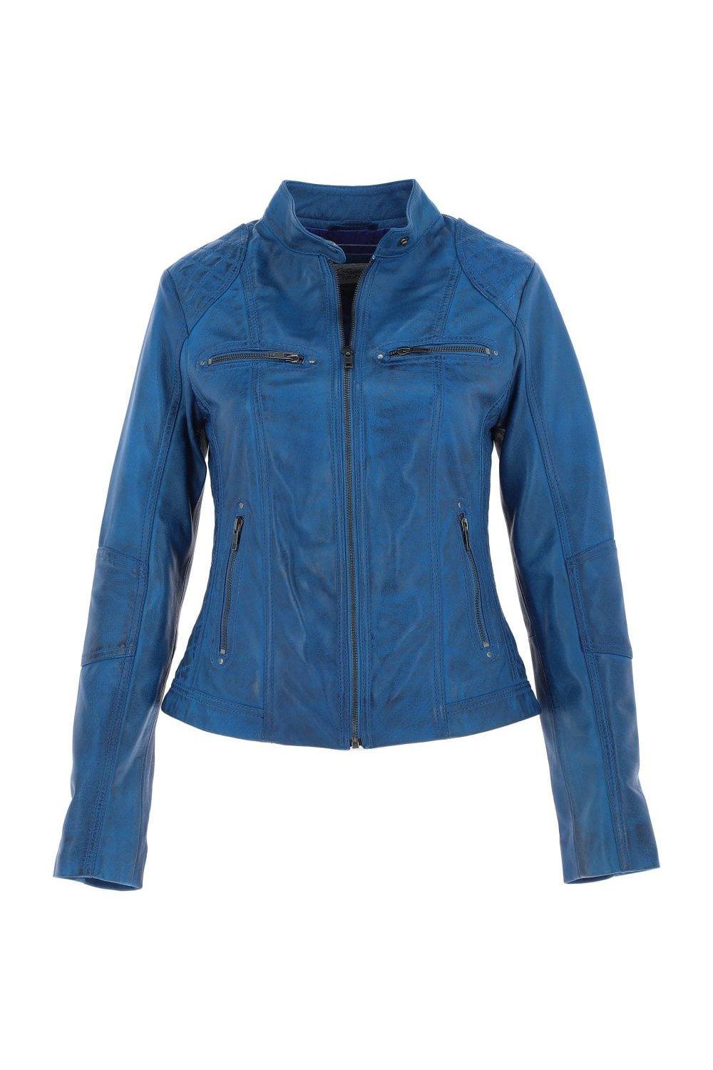 Модная куртка в байкерском стиле из натуральной кожи Donna Milano Ashwood Leather, синий leather jacket ad milano куртки из натуральной кожи узкого покроя