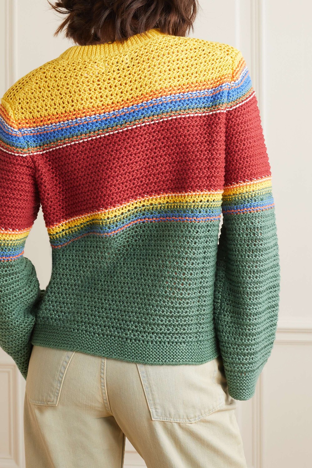 

POLO RALPH LAUREN Полосатый свитер крючком из смесового льна и хлопка, мультиколор