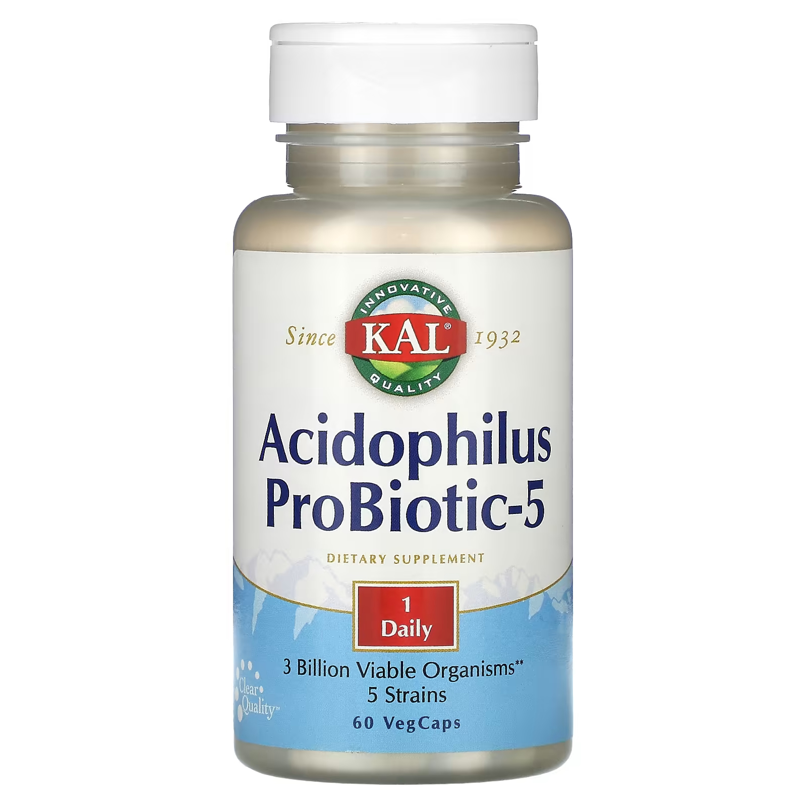 Пищевая добавка KAL Acidophilus ProBiotic-5, 60 растительных капсул пищевая добавка kal d 3 mag glycinate 90 растительных капсул