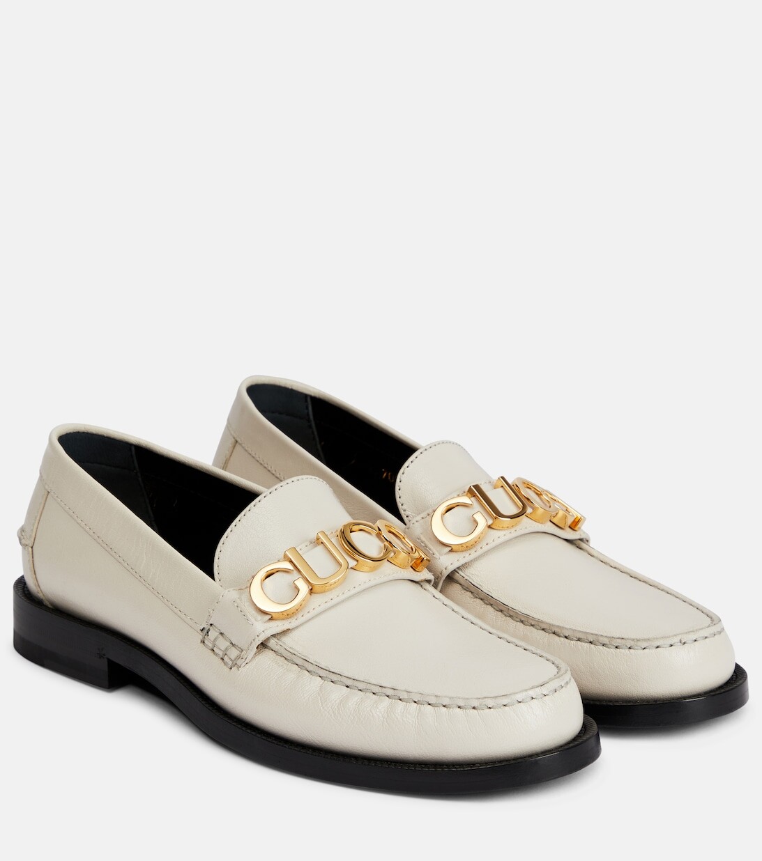 

Кожаные лоферы с логотипом Gucci, белый