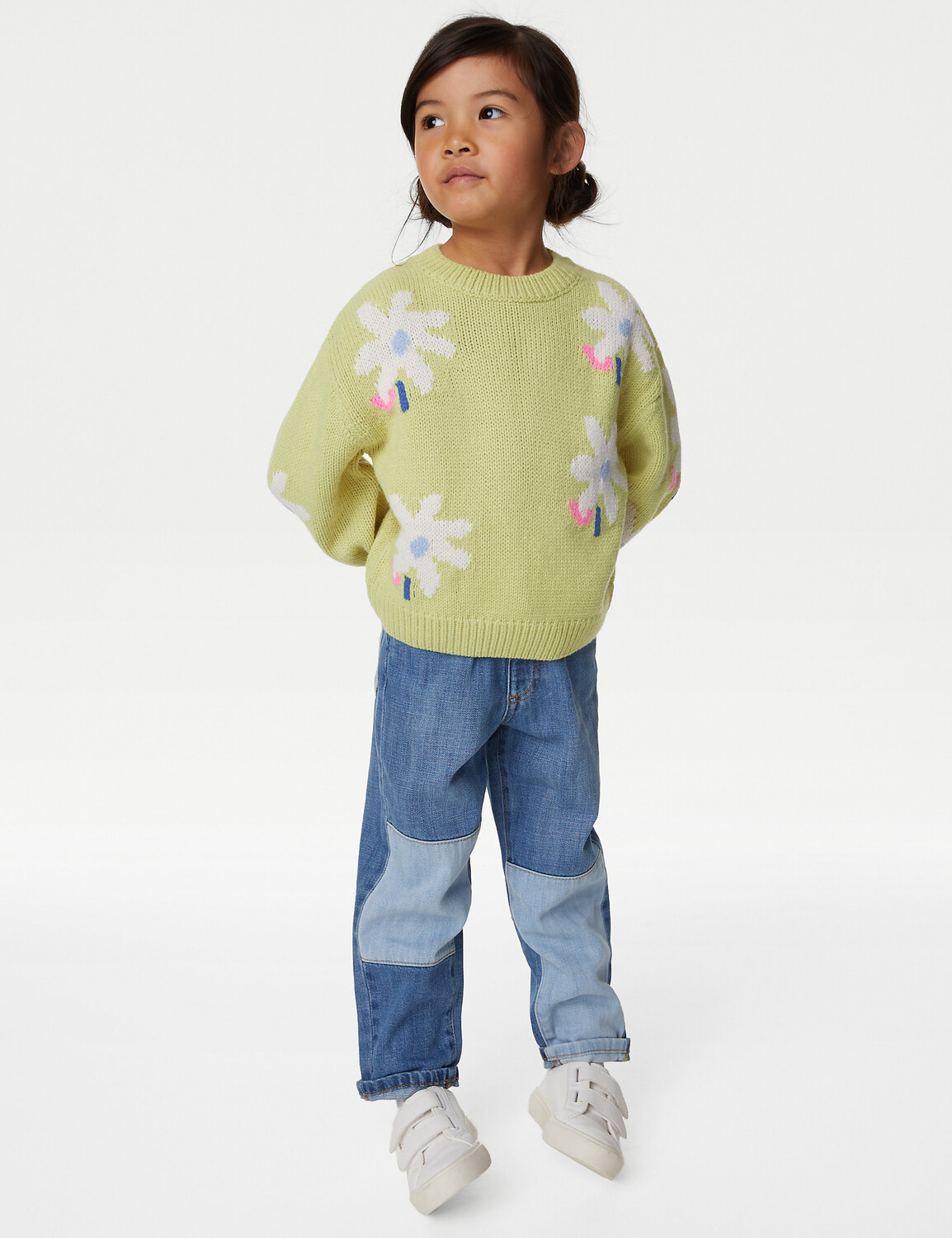 

Джинсы Mom с эластичной резинкой на талии (2–8 лет) Marks & Spencer, деним