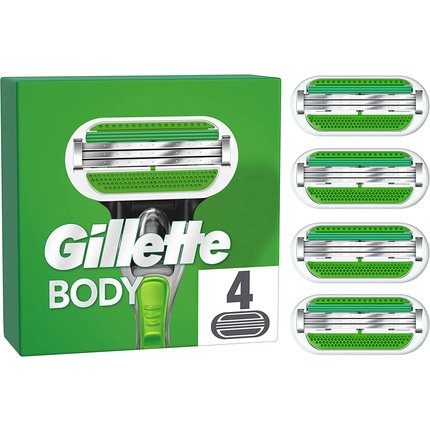 Лезвия для бритвы для тела для мужчин 4 сменных лезвия 3 лезвия прочнее стали, Gillette