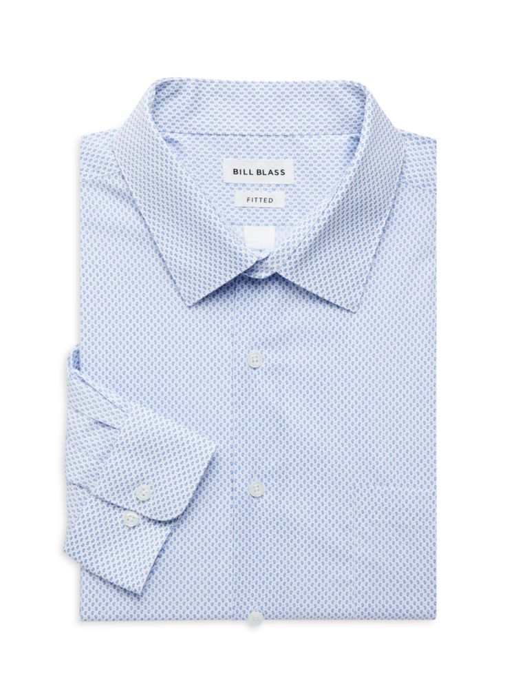 Приталенная спортивная рубашка с узором пейсли Bill Blass, цвет White Blue