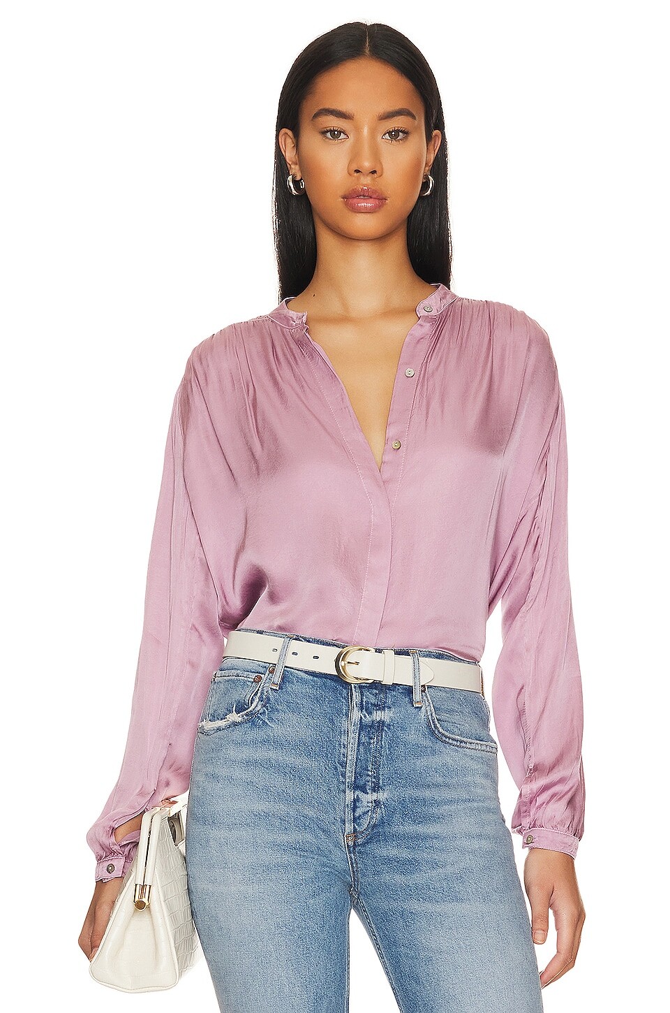 

Топ Bella Dahl Smocked Button Down, цвет Icy Orchid