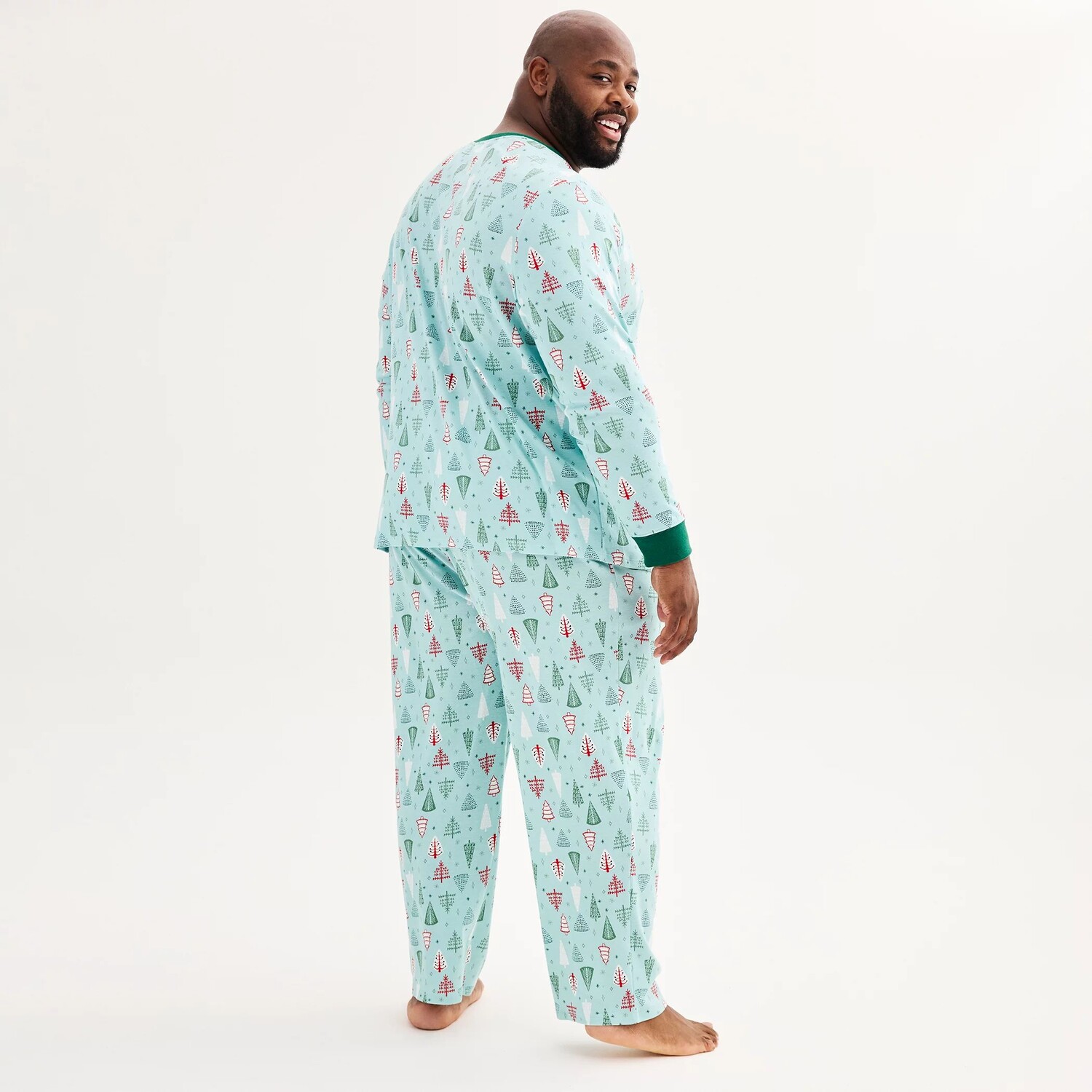 

Пижамный комплект Big & Tall LC Lauren Conrad Aqua Winter Tree с верхом и низом Jammies For Your Families