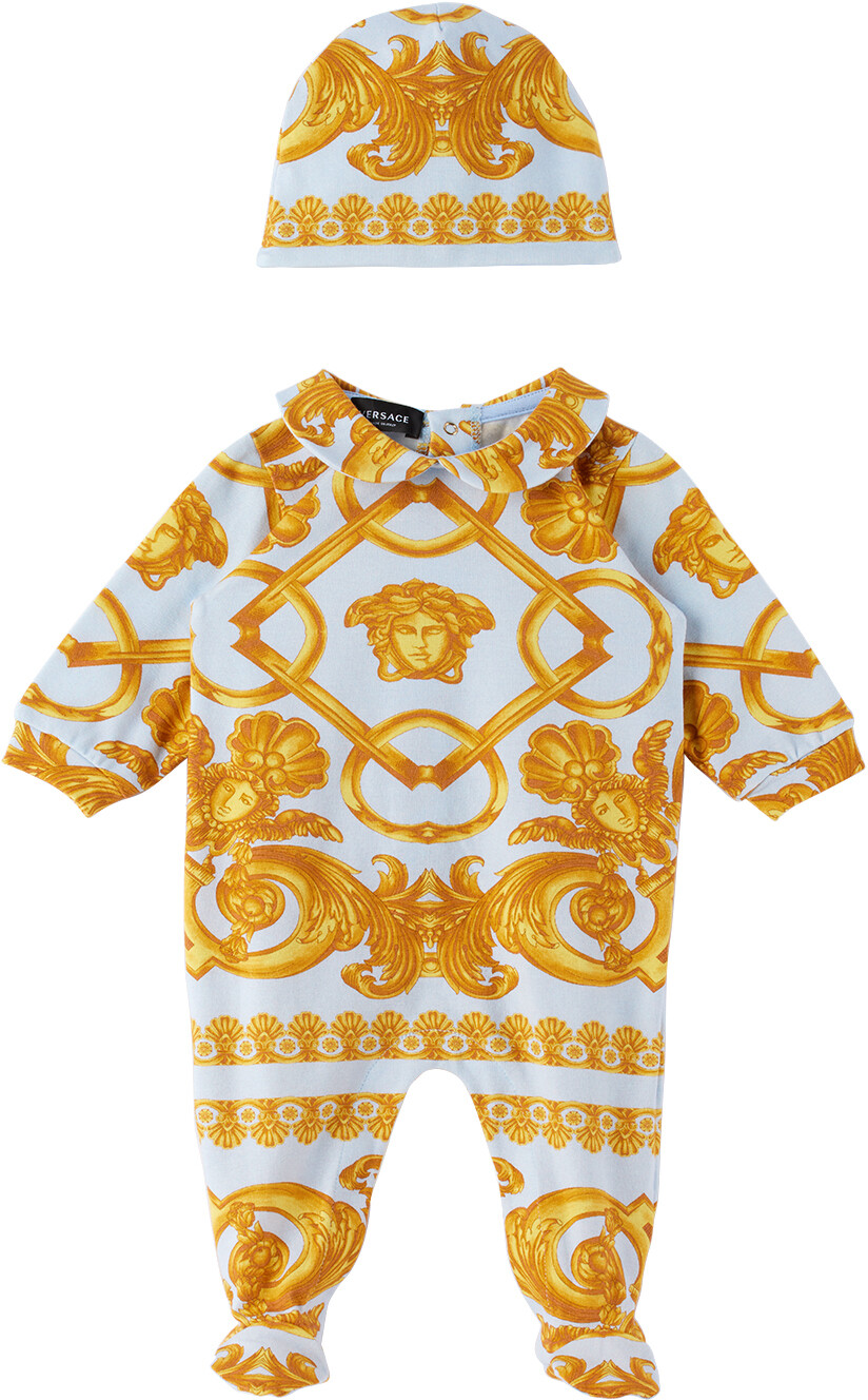 

Baby Blue & Yellow Комбинезон и шапка Barocco 660 Baby blue/Oro Versace