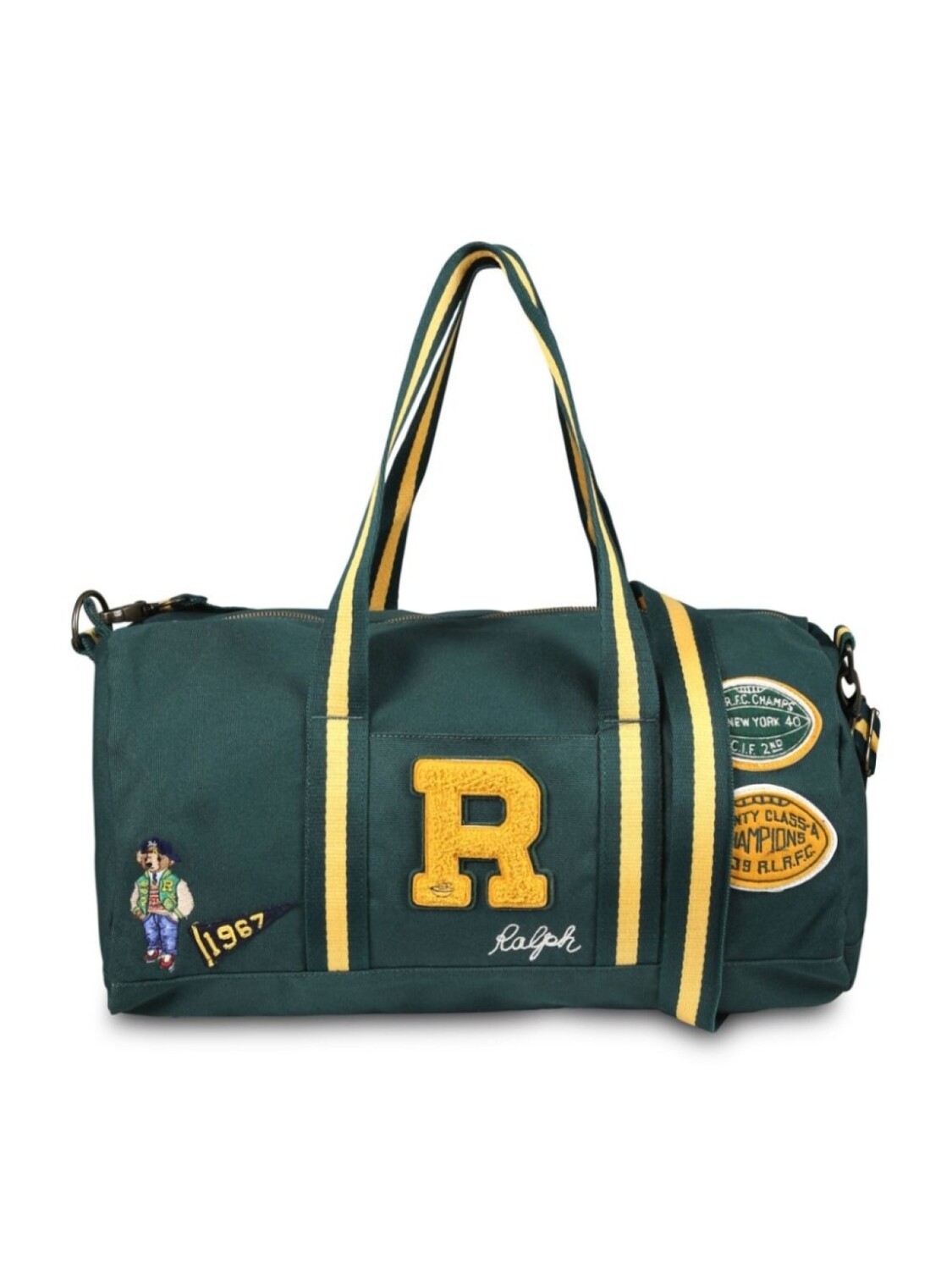 

POLO RALPH LAUREN KIDS холщовая дорожная сумка с нашивкой Letterman, зеленый