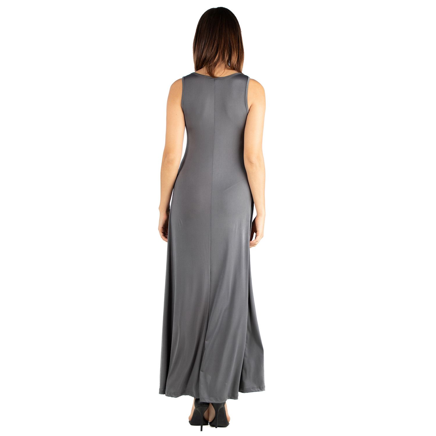 Женское 24seven Comfort Apparel Расклешенное платье макси трапециевидного силуэта без рукавов 24Seven Comfort Apparel, серый
