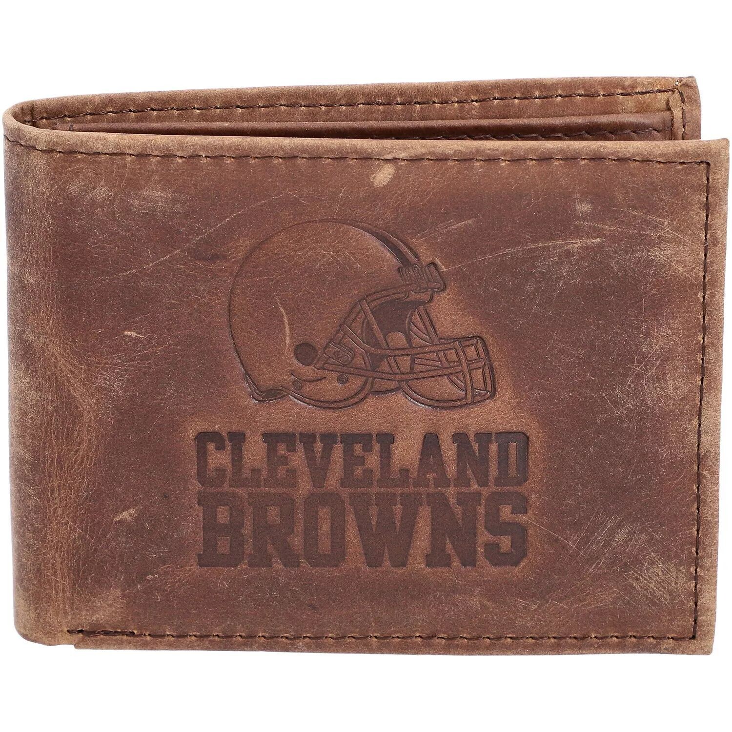 

Коричневый кожаный кошелек двойного сложения Cleveland Browns