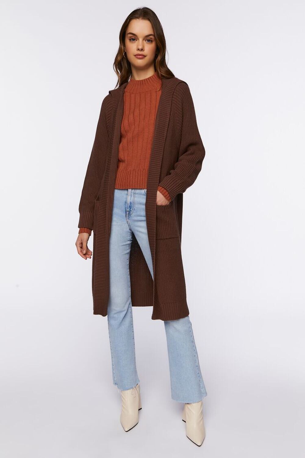 

Удлиненный кардиган с открытым передом Forever 21, коричневый