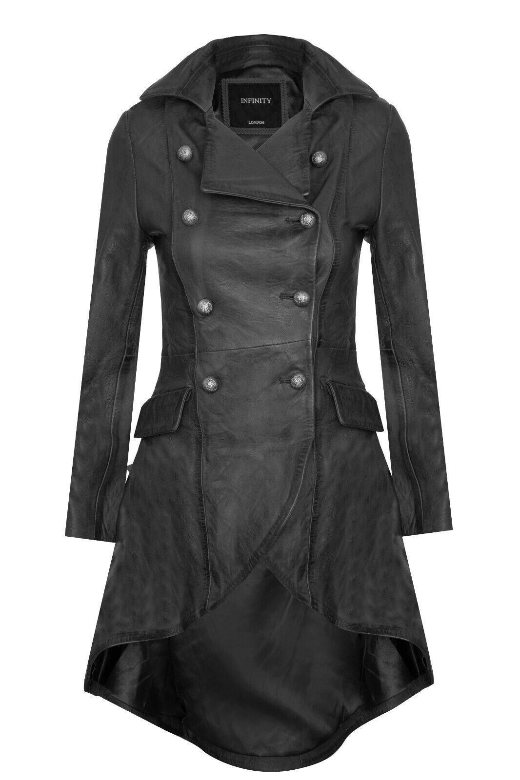Готическое викторианское пальто-Аккра Infinity Leather, черный кожаная куртка короткое кожаное пальто женское тонкое мотоциклетное пальто из овечьей кожи кожаное пальто