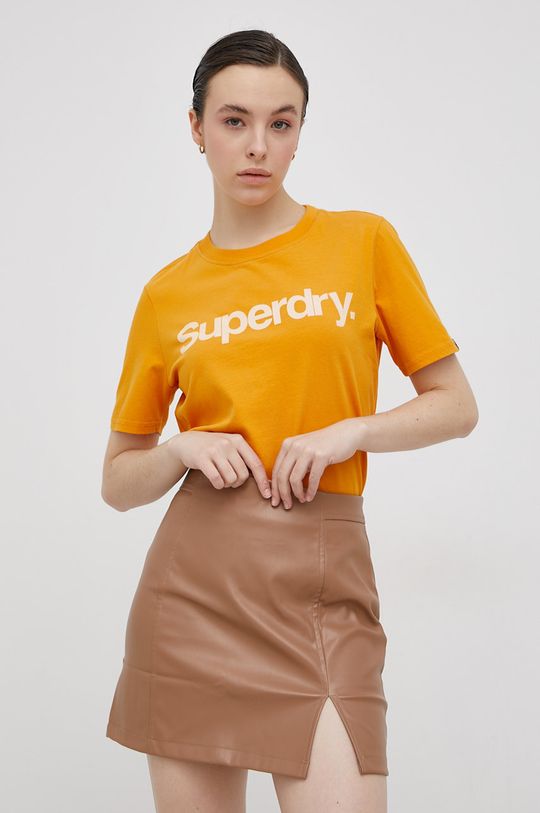 Хлопковая футболка Superdry, оранжевый цена и фото