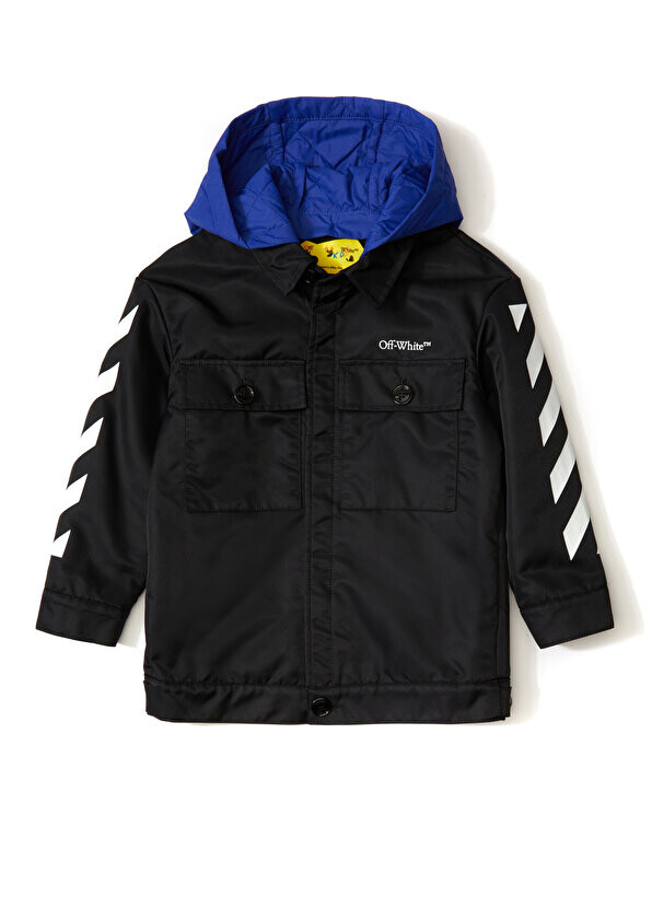 

Черное пальто с капюшоном для мальчика Off-White