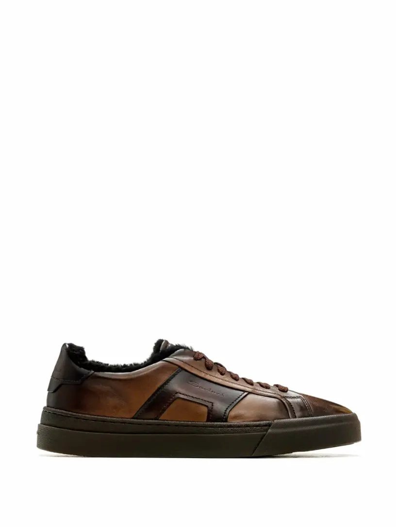 

Кожаные кеды с логотипом Santoni, коричневый