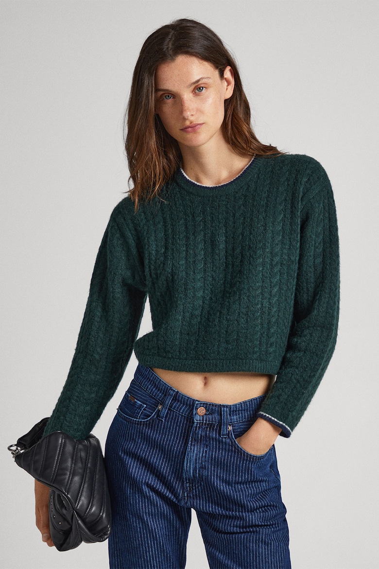 Короткий свитер с узором «восьмерка» Pepe Jeans London, зеленый
