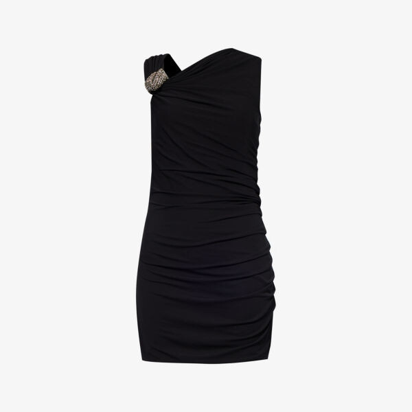 

Тканое мини-платье узкого кроя, украшенное кристаллами Alexander Mcqueen, черный