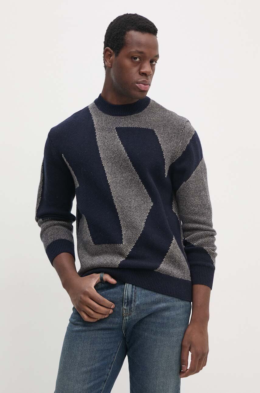 

Шерстяной свитер Armani Exchange, темно-синий