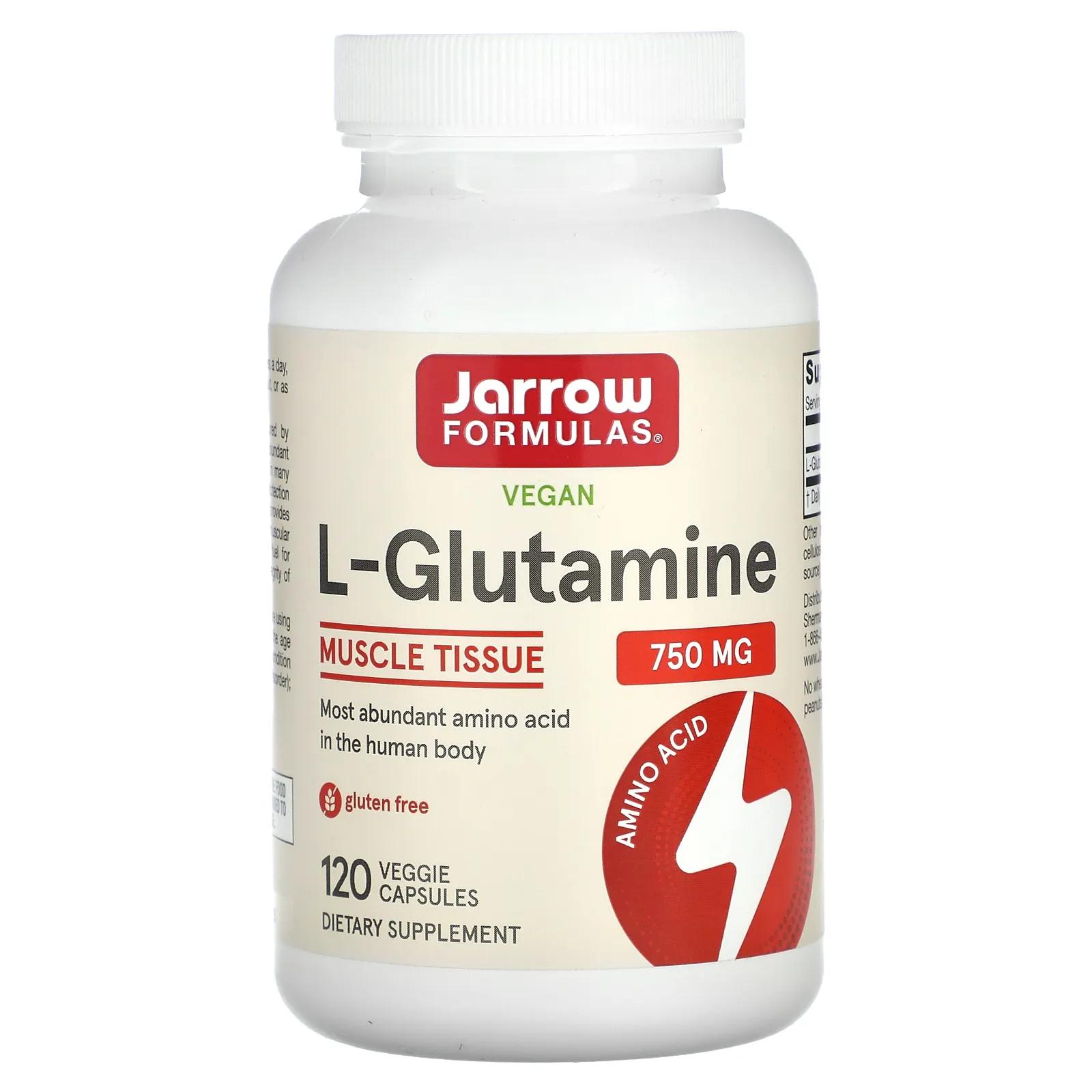 Jarrow Formulas L-глутамин 750 мг 100 капсул jarrow formulas l глютамин 750 мг 120 вегетарианских капсул