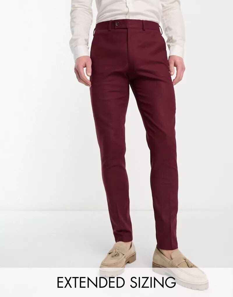 

Бордовые льняные брюки скинни ASOS