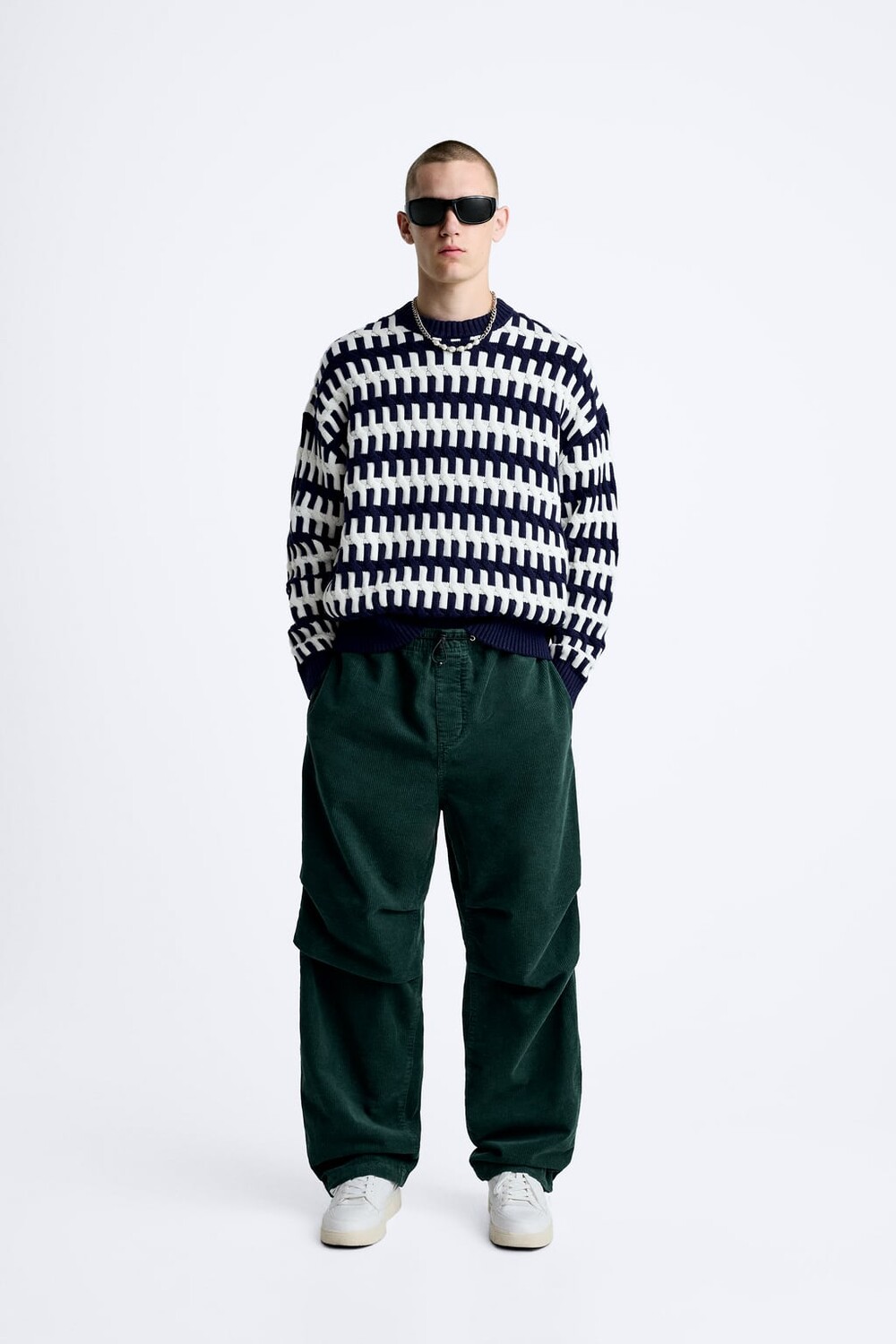 

Фактурный жаккардовый свитер ZARA, темно-синий