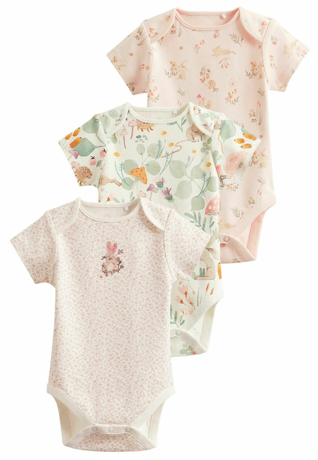 Боди SHORT SLEEVE 3 PACK Next, цвет pale pink floral bunny