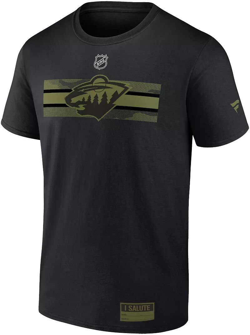 Черная футболка в стиле милитари NHL Minnesota Wild 2023 Authentic Pro