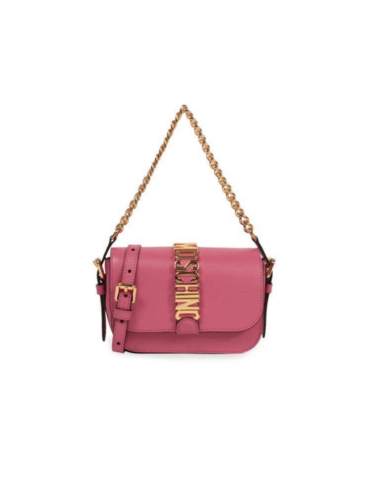 

Кожаная сумка через плечо с логотипом Moschino, цвет Light Pink