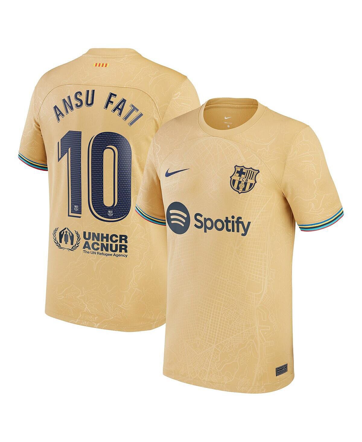 

Мужская желтая мужская футболка Ansu Fati Barcelona 2022/23, реплика игрока на выездном стадионе Breathe Stadium Nike, Желтый