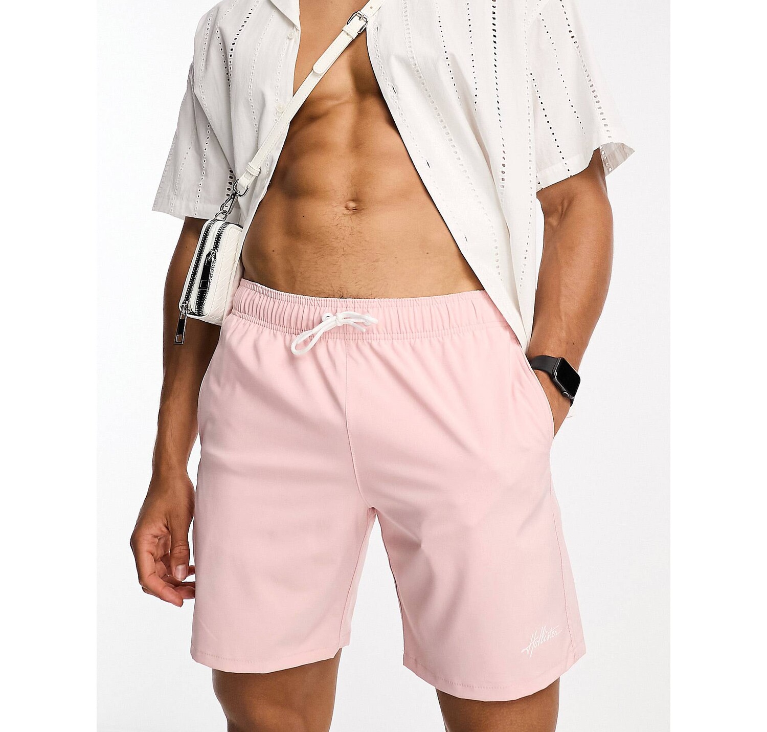 

Светло-розовые плавки-шорты Hollister 7inch Guard с логотипом
