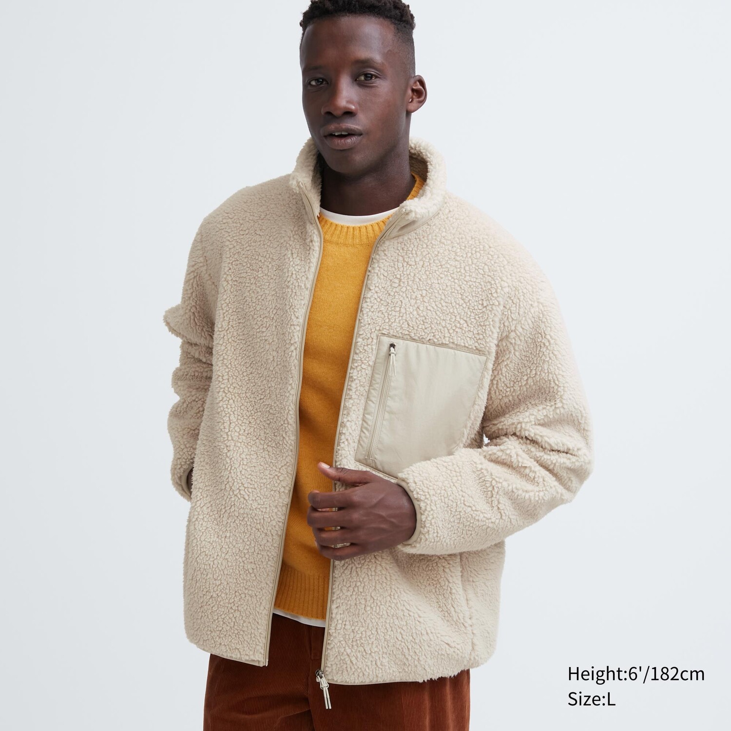 

Ветронепроницаемая флисовая куртка UNIQLO, бежевый