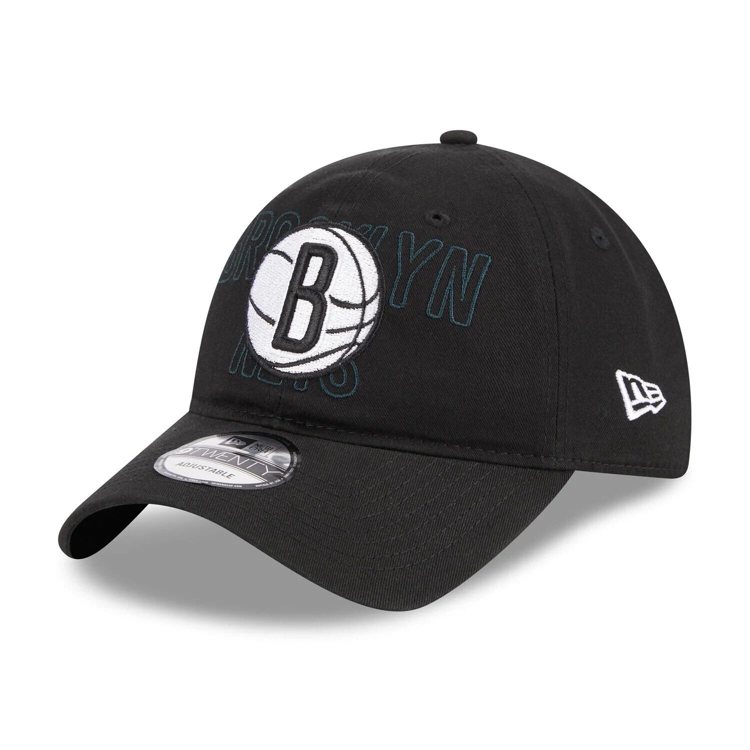 

Черная мужская регулируемая кепка New Era Brooklyn Nets NBA Draft 9TWENTY 2023