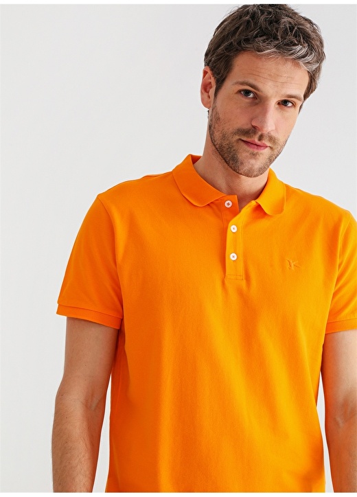 Однотонная оранжевая мужская футболка-поло Fabrika