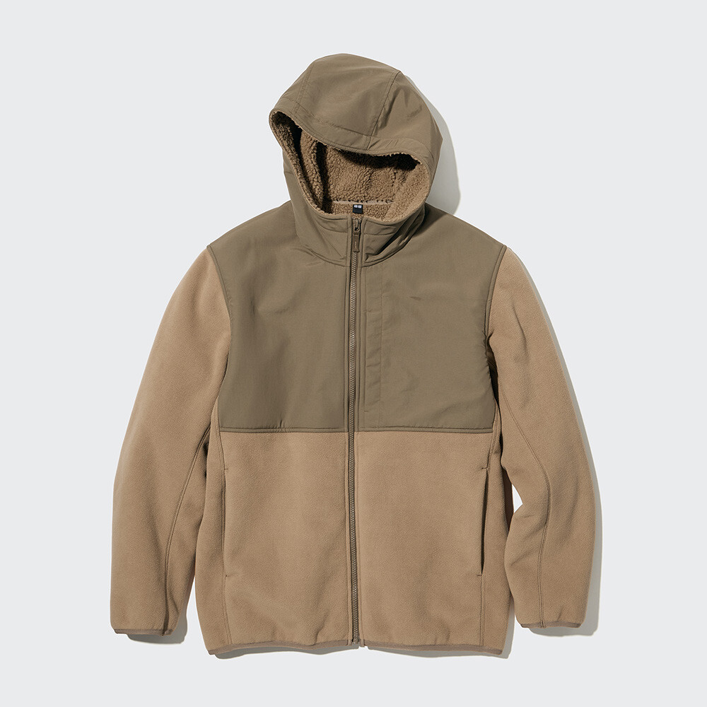 

Мужская/женская ветрозащитная куртка Uniqlo с капюшоном из флиса плюс бархат
