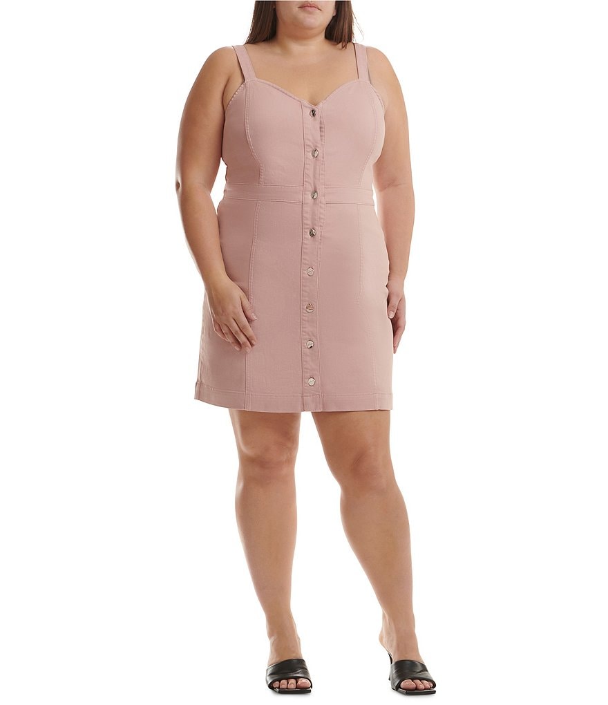 цена JEN7 by 7 for All Mankind Платье-футляр без рукавов с V-образным вырезом и пуговицами спереди, розовый