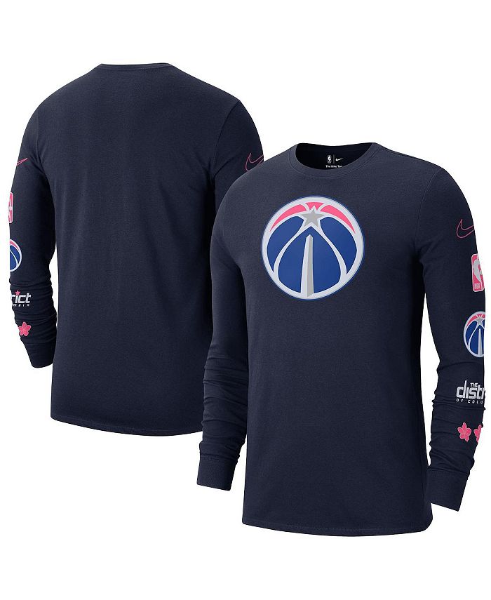 

Мужская темно-синяя футболка с длинным рукавом Washington Wizards 2022/23 City Edition Essential Expressive Nike, синий