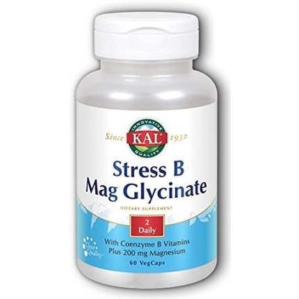 KAL Stress B Mag Глицинат Комплекс витаминов группы B плюс магний 60 растительных капсул – 30 порций