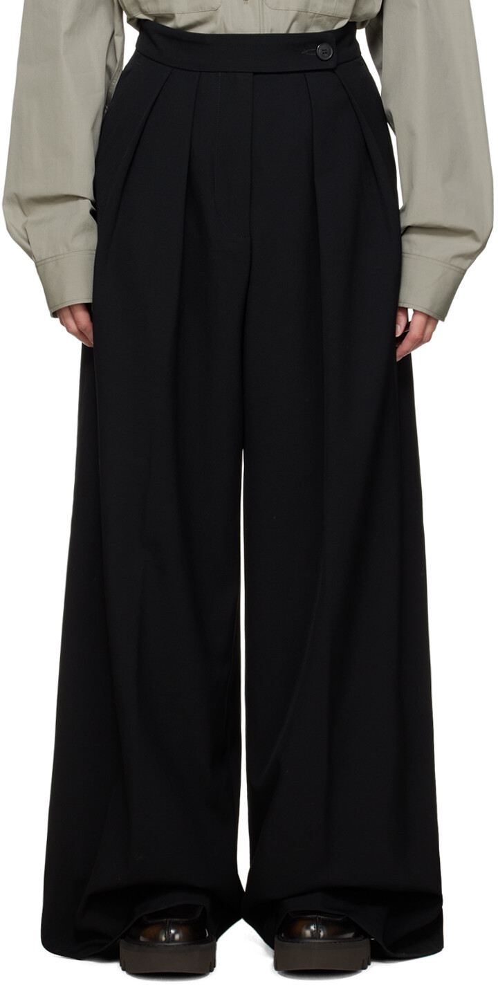 

Черные брюки со складками Dries Van Noten, Черный