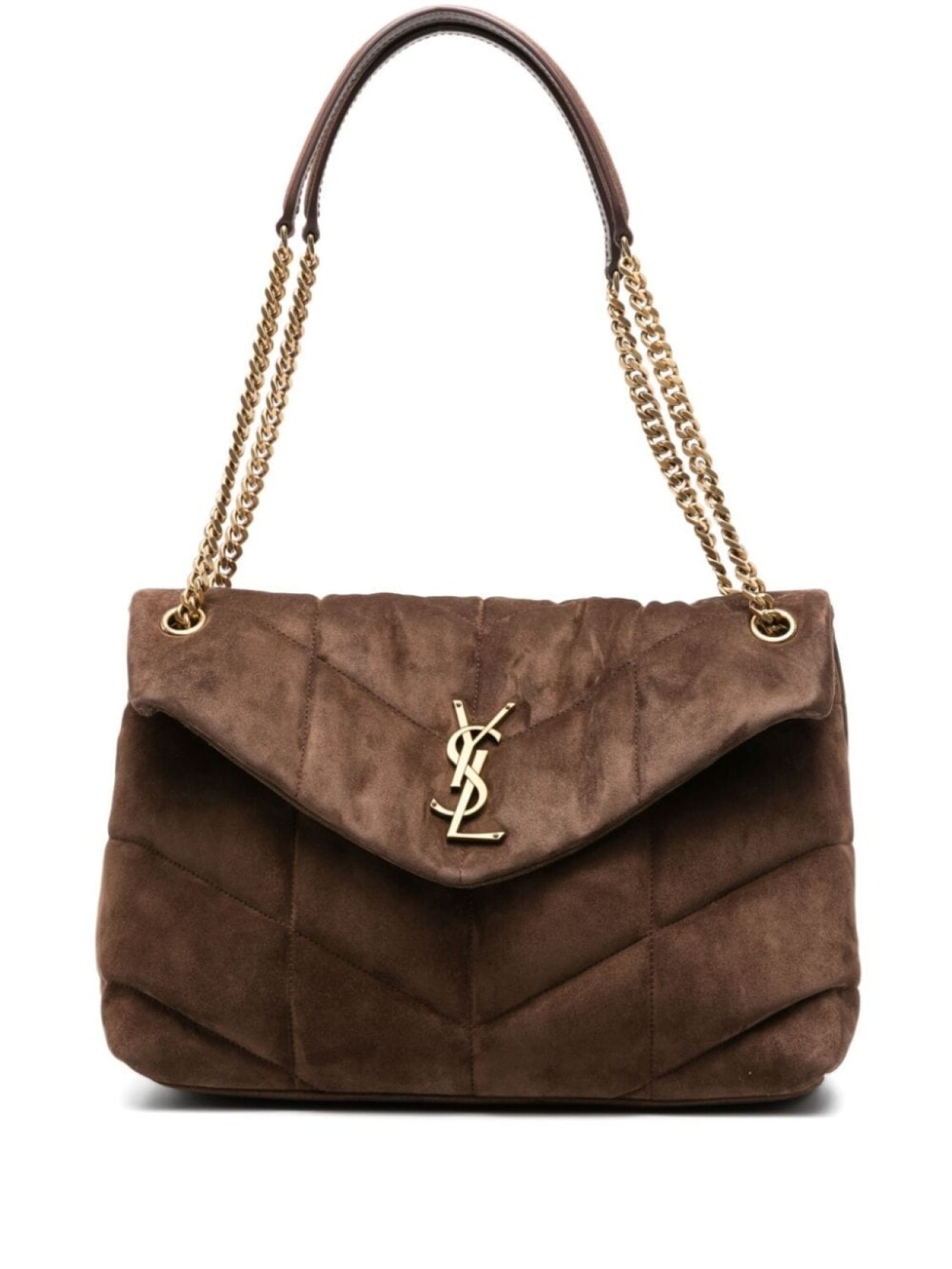 

Saint Laurent Puffer logo-plaque shoulder bag, коричневый