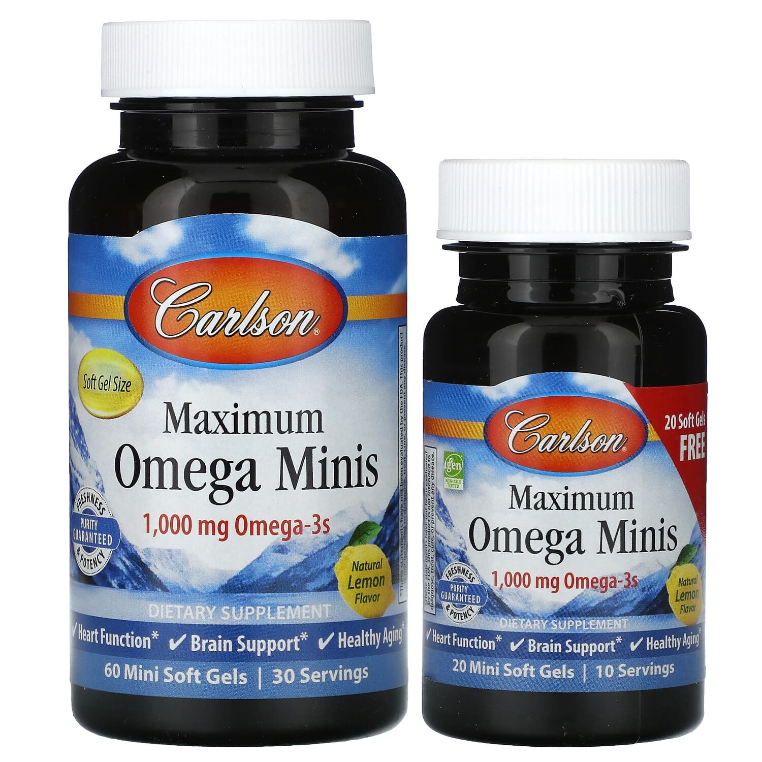

Maximum Omega Minis, натуральный лимон, 500 мг, 80 мягких таблеток, Carlson