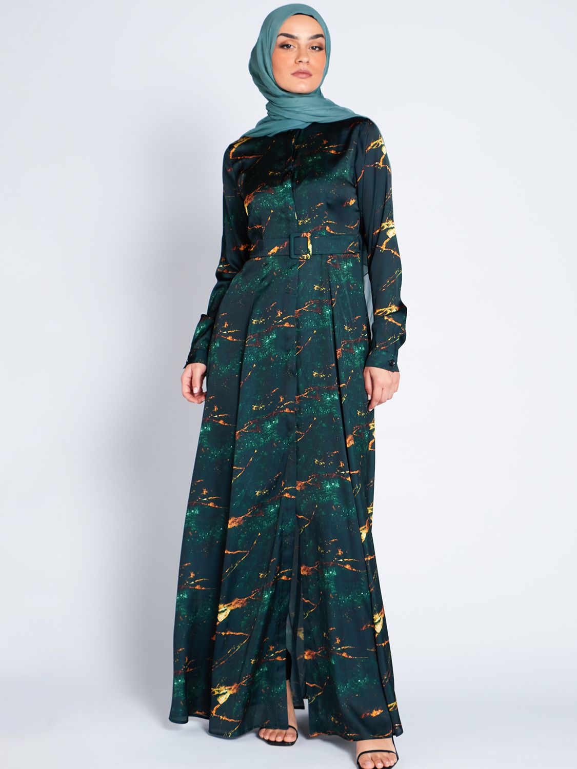 Платье макси Aab Kintsugi, зеленое