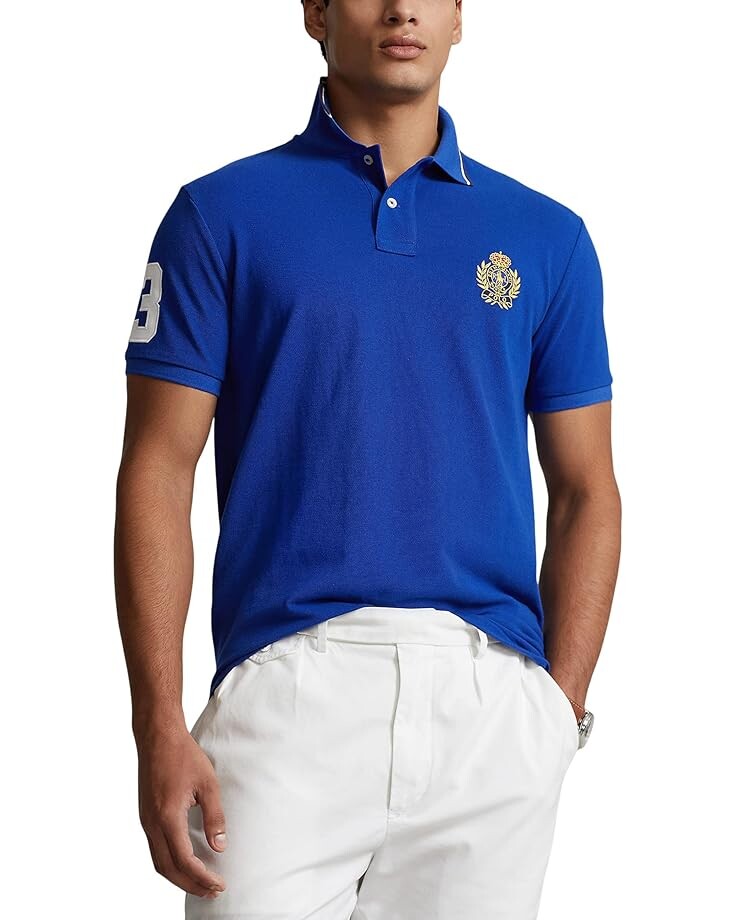 

Поло Polo Ralph Lauren Custom Slim Fit Polo Crest, синий