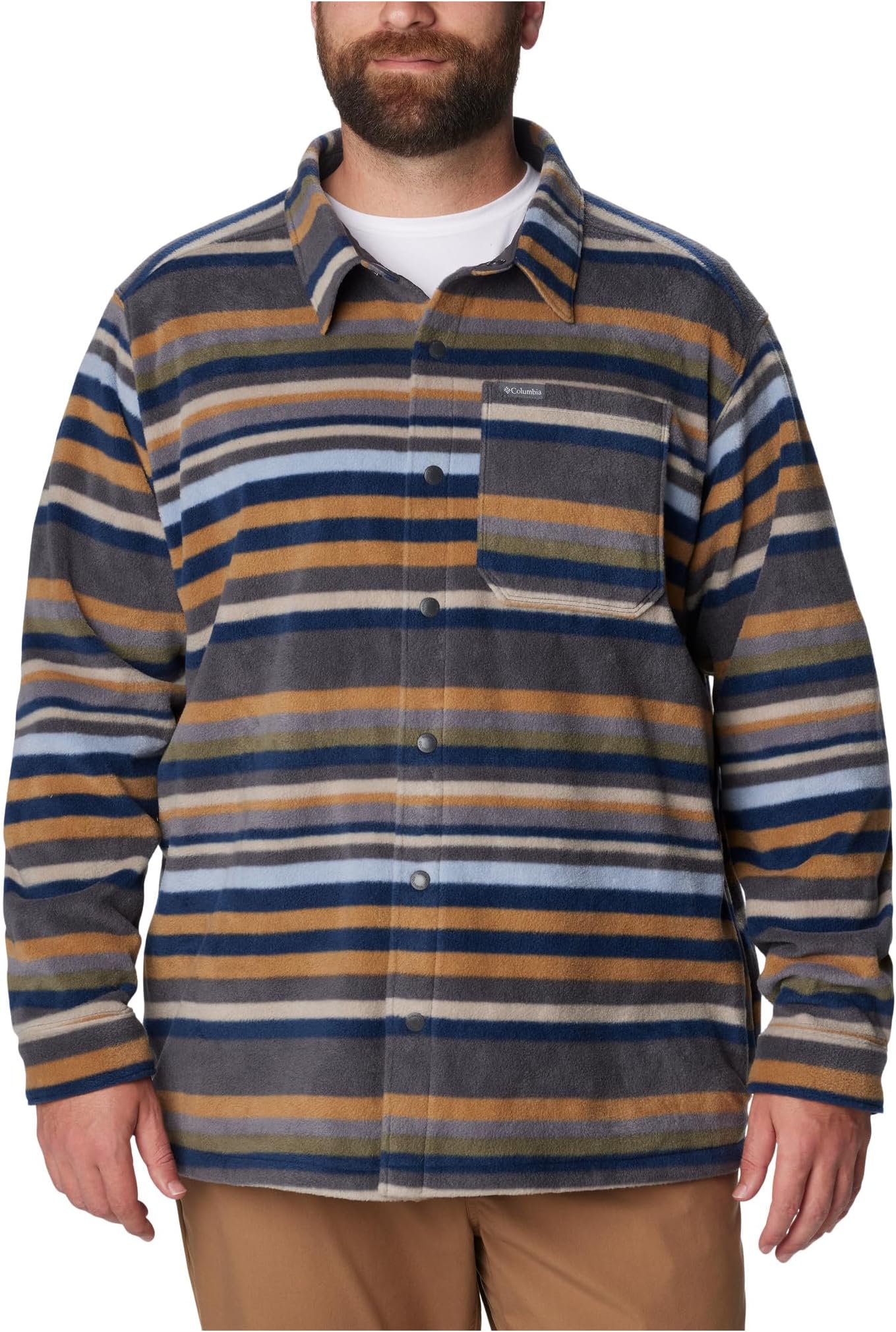 Куртка Big & Tall Steens Mountain Printed Shirt Jacket Columbia, цвет Shark Surfcrest Stripe Print