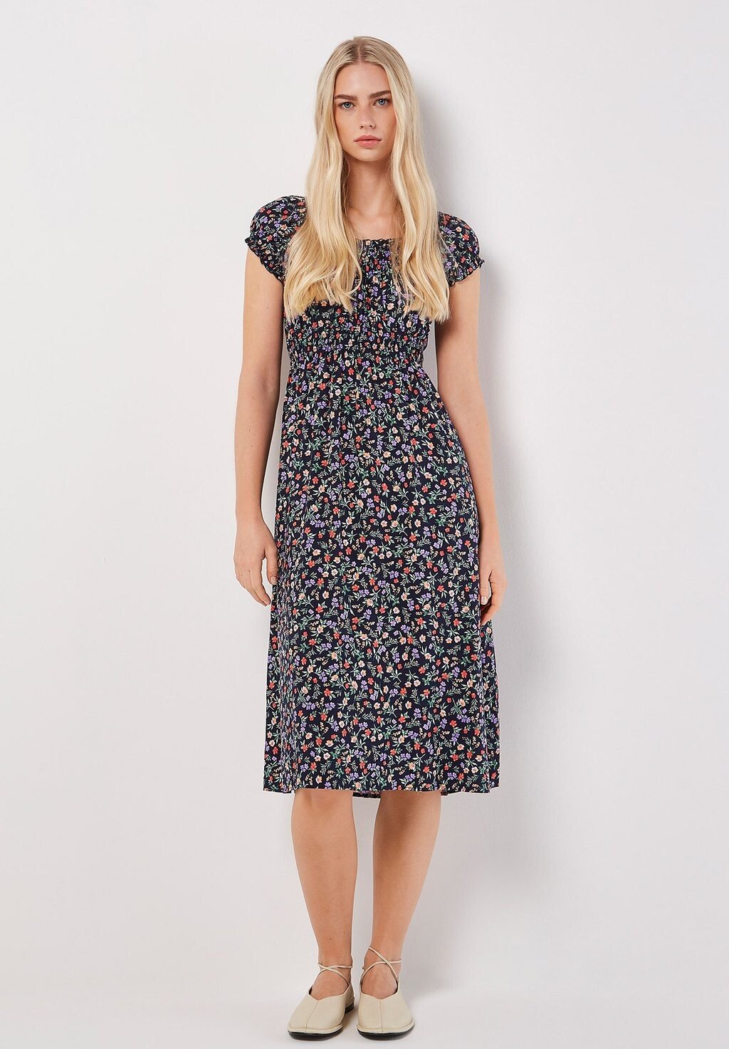 

Дневное платье GARDEN FLORAL MILKMAID MIDI Apricot, цвет navy