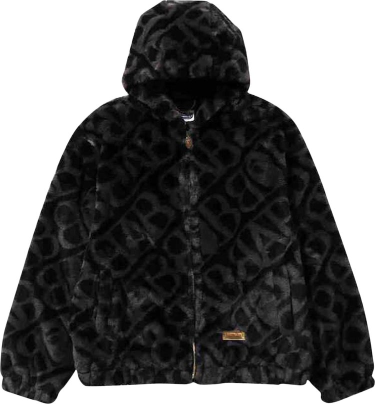 

Худи BAPE Sport Monogram Fake Fur Jacket 'Black', черный