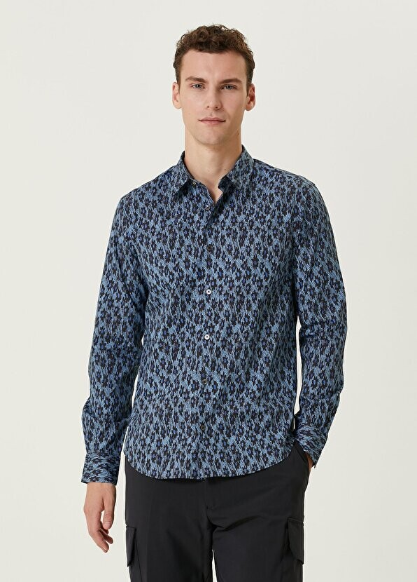 

Синяя рубашка с цветочным узором Paul Smith