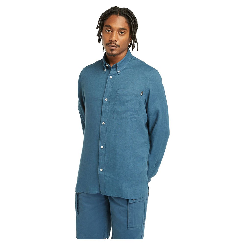 Рубашка с длинным рукавом Timberland Mill Brook Linen Chest Pocket, синий