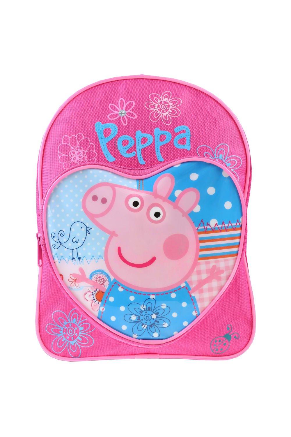 пазлы для малышей свинка пеппа принцесса детская логика Детский рюкзак с карманом в форме сердца Peppa Pig, розовый